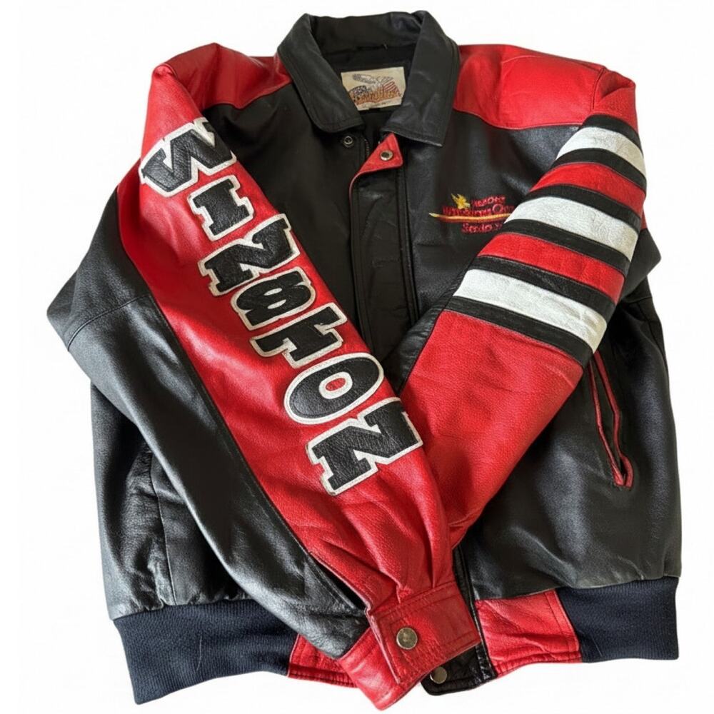 Vintage NASCAR Winston Cup Series Excelled Leather Jacket XL Eagle Racing 90s